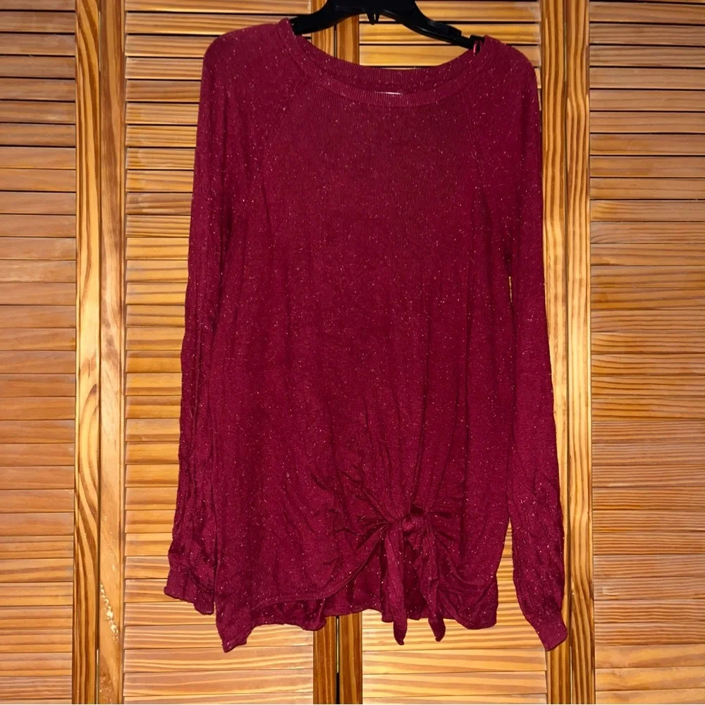 LC Lauren Conrad Long Sleeve Bottom Front Tie Sweater Size Medium
